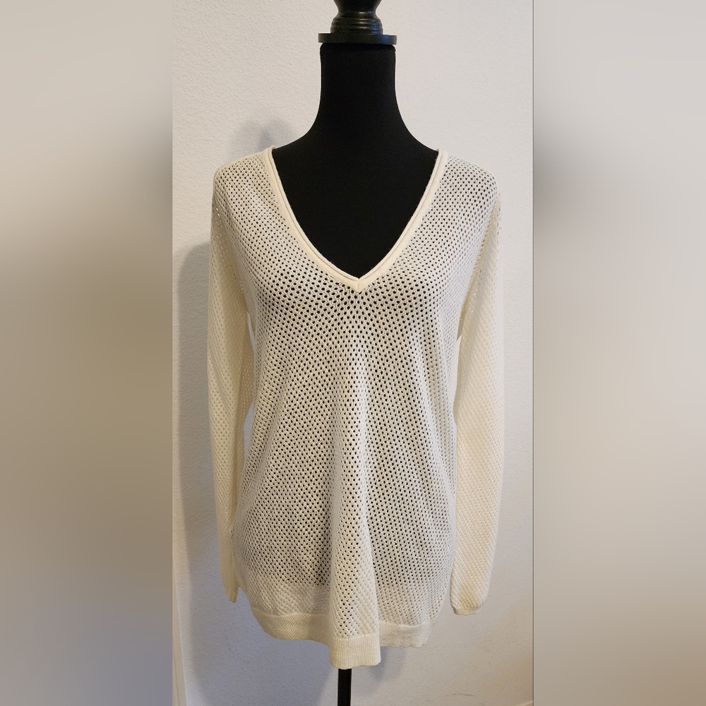 Stefanel Openwork V-Neck Sweater - L